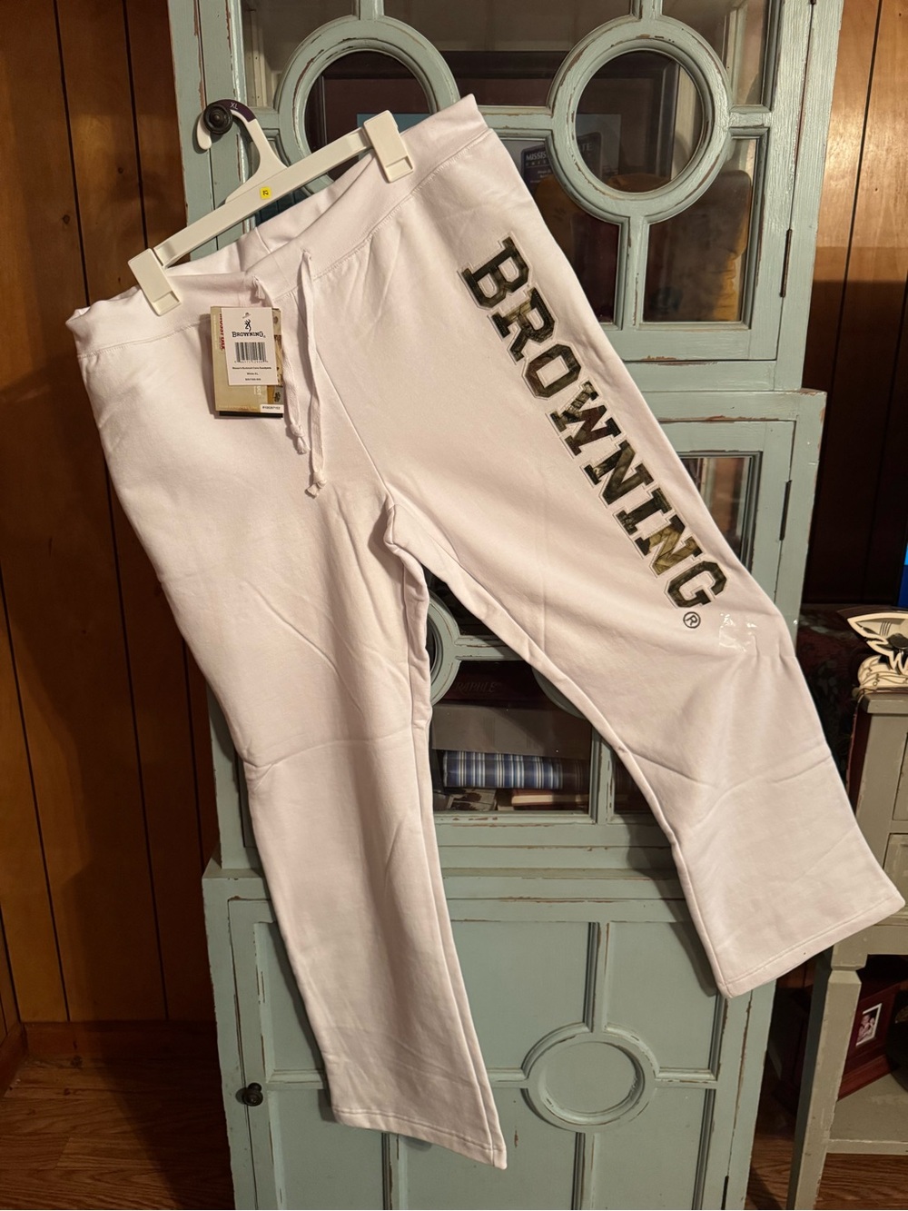 Ladies Browning Buckmark Camo White Sweatpants with Side Logo B7 Size XL